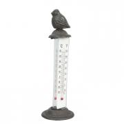 Clayre & Eef Thermometer Gusseisen mit Vogel 20cm
