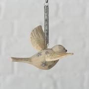 Dekohänger Vogel aus Holz mit Spirale weiß Dekohänger Vogel aus Holz mit Spirale weiß