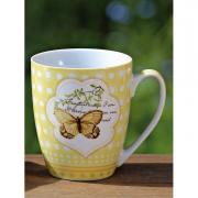 Becher Kaffeebecher Porzellan  mit Schmetterling gelb