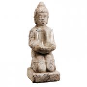 Buddha mit Windlicht Terrakotta grau 45cm