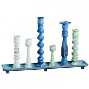 Kerzenst�nder Kerzenleuchter Holz blau 6-fach 60cm