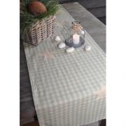 Artefina Tischlufer Karo beige - grn mit Sternen 40 x 140cm