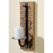 Kerzenleuchter Wandkerzenleuchter Holz und Metall 32cm