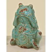 Dekofigur Frosch Terrakotta t�rkis 20cm Mod. B