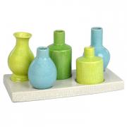 Vasenensemble Vasen Set Keramik grn blau 32cm