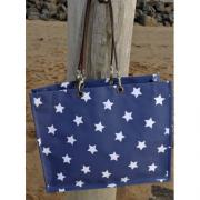 Artefina Tasche Strandtasche mit Sternen weiß - blau