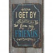 Schild aus Holz Antiklook blau FRIENDS 60cm