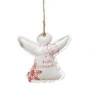 Dekohänger Engel aus Stoff Frohe Weihnachten rot-weiß
