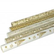 Geschenkpapier Sortiment weiß - gold 5 Rollen à 70cm x 2m