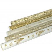 Geschenkpapier Sortiment wei - gold 5 Rollen  70cm x 2m