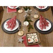 IHR Vlies-Servietten Dinner 40x40cm Twinkle Stars rot