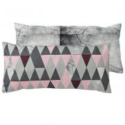 Bloomingville Kissen rosa - grau geometrisch 30x60cm