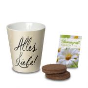 Blumensaat mit Becher Blumengarten -Alles Liebe-