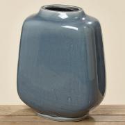 Vase mit Krakeleeglasur Steingut blau 34cm
