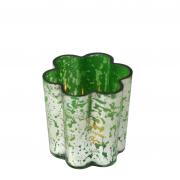 Windlicht Blüte aus Glas silber / grün 7,5cm