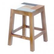 Hocker aus Holz bunt Retro 45cm