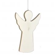 Dekohänger Engel aus Keramik creme - braun 15cm