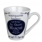 Becher Kaffeebecher Grand Marché Porzellan schwarz - weiß