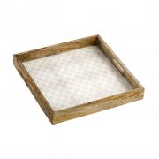 Tablett aus Holz mit Ornamentmotiv 28cm creme