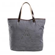 Strandtasche Shopper grau mit Nieten Vintage