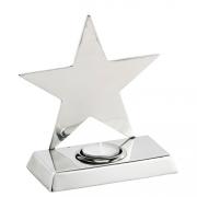 Teelichthalter mit Stern Edelstahl silber