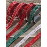 Geschenkband grn-rot mit Ornamentmotiven 10m