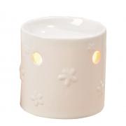 Duftlampe Aromalampe mit Blütenrelief Porzellan weiß
