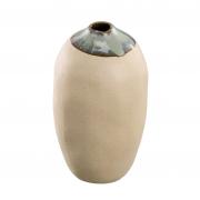 Vase aus Keramik beige - blau 15cm