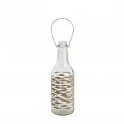 Glasflasche mit Henkel und Fischmotiven 20cm