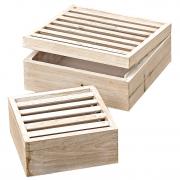 Holzboxen mit Klappdeckel Vintage weiß Set 2 tlg.