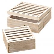 Holzboxen mit Klappdeckel Vintage wei Set 2 tlg.