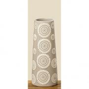 Vase mit Bltenmuster creme - grau 27cm