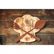 Schild aus Holz mit Besteck Bon Appetit