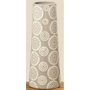 Vase mit Bltenmuster creme - grau 35cm