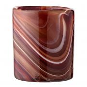 Bloomingville Windlicht aus Glas rot - braun marmoriert