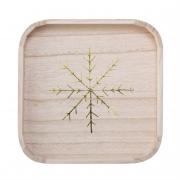 Bloomingville Tablett aus Holz mit Schneeflocke 25cm