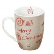Becher Kaffeebecher Weihnachten Christmas rot - grau