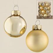 Christbaumkugel-Set Glas creme / gold 4cm 24tlg.