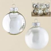 Christbaumkugel-Set Glas silber 6cm 12tlg.