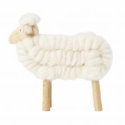 Dekofigur Schaf Holz und Wolle 13cm