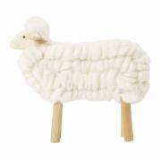 Dekofigur Schaf Holz und Wolle 18cm