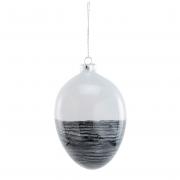 Dekohnger Ei Osterei aus Glas wei - grau 8cm