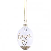 Glasei mit Fllung / klar - gold / LOVE 7cm