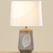 Lampe Tischlampe mit Blatt-Motiv u. Porzellanfu 39cm