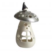 Nsgrnsgrden Windlicht Wichtel a. Pilz 17cm silber