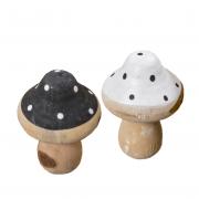 Pilze aus Holz schwarz - weiß 4cm Set 8 tlg.