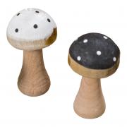 Pilze aus Holz Set 8 tlg. schwarz - weiß 4cm
