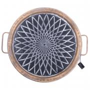 Deko-Teller Vintage Metall Tablett antikgold - schwarz 55cm