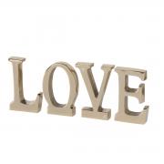 Aufsteller Schriftzug LOVE aus Aluminium antik-gold 30cm