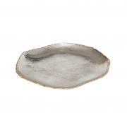Teller aus Aluminium silber mit Goldrand 30cm Teller aus Aluminium silber mit Goldrand 30cm